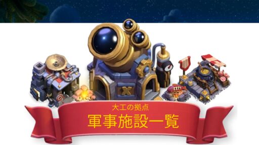 【大工の拠点】軍事施設一覧